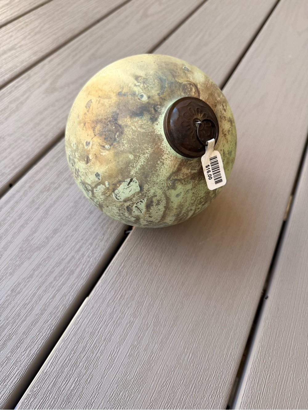 Distressed Verdigris Metal Decorative Orb Rustic Hanging Accent 6”